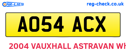 AO54ACX are the vehicle registration plates.