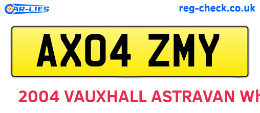 AX04ZMY are the vehicle registration plates.