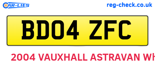 BD04ZFC are the vehicle registration plates.