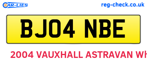 BJ04NBE are the vehicle registration plates.