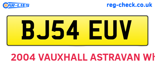 BJ54EUV are the vehicle registration plates.
