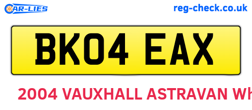 BK04EAX are the vehicle registration plates.