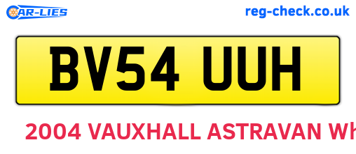 BV54UUH are the vehicle registration plates.