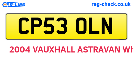 CP53OLN are the vehicle registration plates.