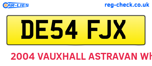 DE54FJX are the vehicle registration plates.