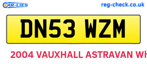 DN53WZM are the vehicle registration plates.
