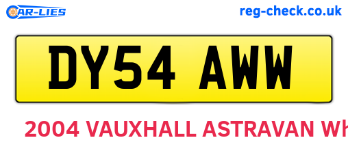 DY54AWW are the vehicle registration plates.