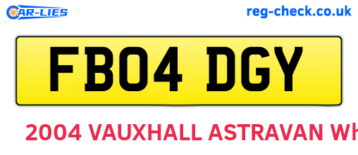 FB04DGY are the vehicle registration plates.