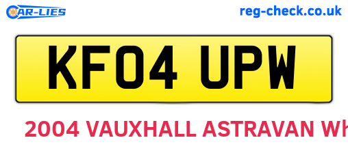 KF04UPW are the vehicle registration plates.