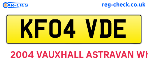 KF04VDE are the vehicle registration plates.