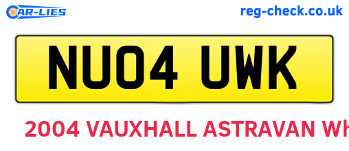 NU04UWK are the vehicle registration plates.