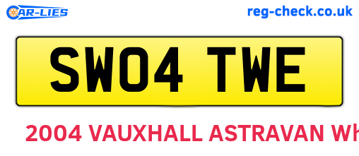 SW04TWE are the vehicle registration plates.