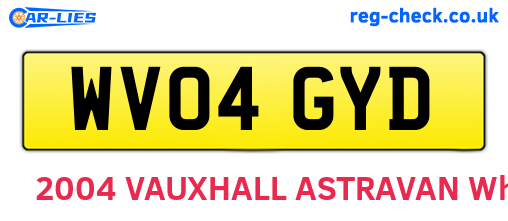WV04GYD are the vehicle registration plates.