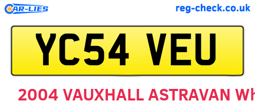 YC54VEU are the vehicle registration plates.