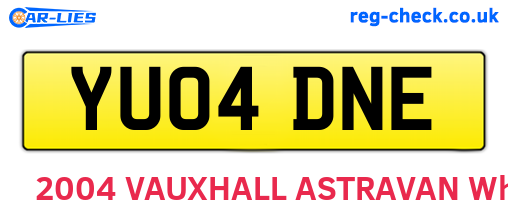YU04DNE are the vehicle registration plates.