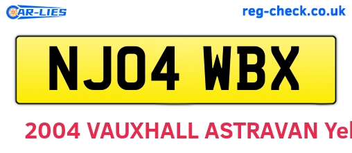NJ04WBX are the vehicle registration plates.