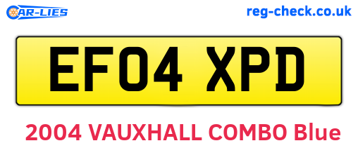 EF04XPD are the vehicle registration plates.