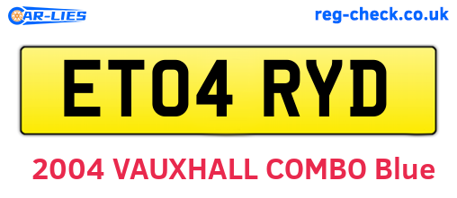 ET04RYD are the vehicle registration plates.