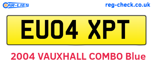 EU04XPT are the vehicle registration plates.