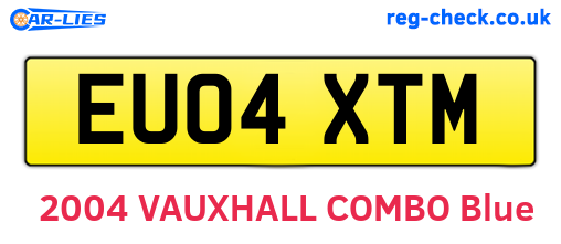 EU04XTM are the vehicle registration plates.