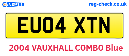 EU04XTN are the vehicle registration plates.