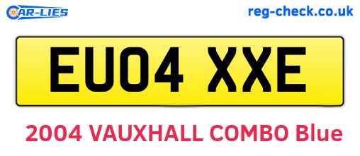 EU04XXE are the vehicle registration plates.