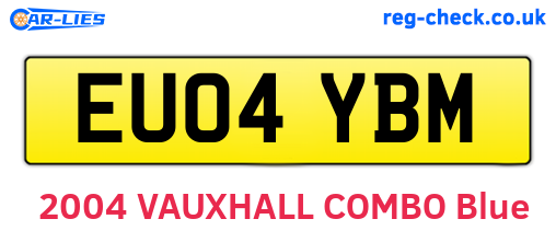 EU04YBM are the vehicle registration plates.