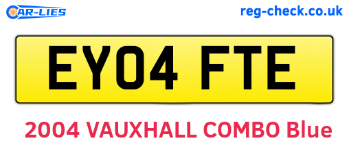 EY04FTE are the vehicle registration plates.