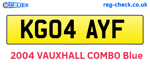 KG04AYF are the vehicle registration plates.