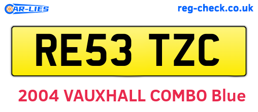 RE53TZC are the vehicle registration plates.