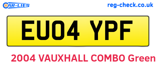 EU04YPF are the vehicle registration plates.