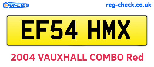 EF54HMX are the vehicle registration plates.