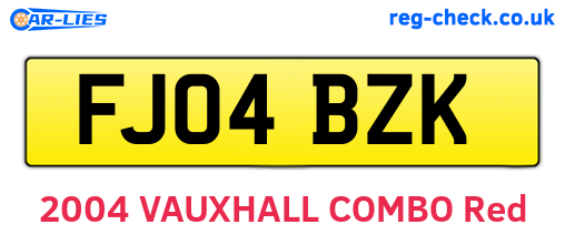 FJ04BZK are the vehicle registration plates.
