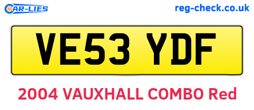 VE53YDF are the vehicle registration plates.