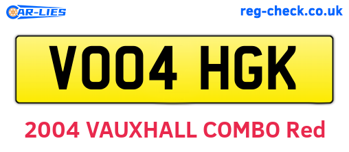 VO04HGK are the vehicle registration plates.