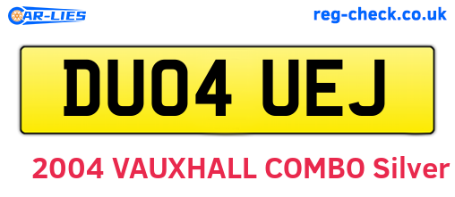 DU04UEJ are the vehicle registration plates.
