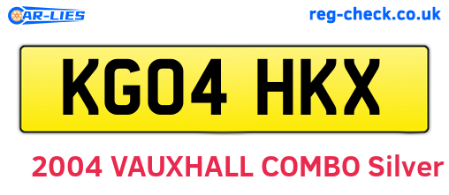 KG04HKX are the vehicle registration plates.