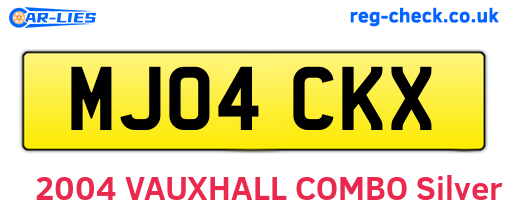 MJ04CKX are the vehicle registration plates.