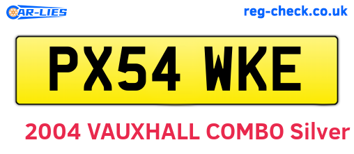 PX54WKE are the vehicle registration plates.