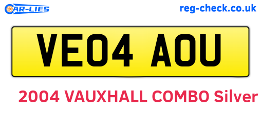 VE04AOU are the vehicle registration plates.