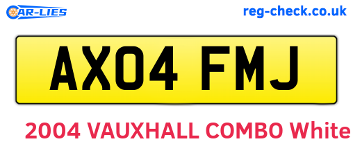 AX04FMJ are the vehicle registration plates.