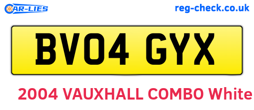 BV04GYX are the vehicle registration plates.