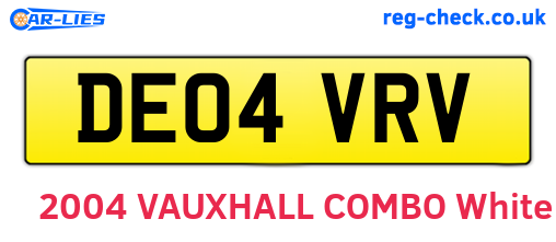 DE04VRV are the vehicle registration plates.
