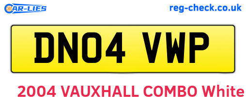 DN04VWP are the vehicle registration plates.
