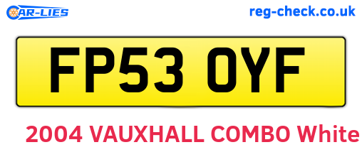 FP53OYF are the vehicle registration plates.