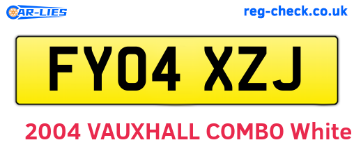 FY04XZJ are the vehicle registration plates.