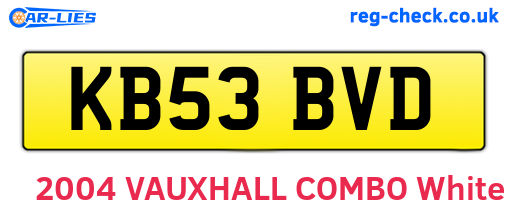KB53BVD are the vehicle registration plates.