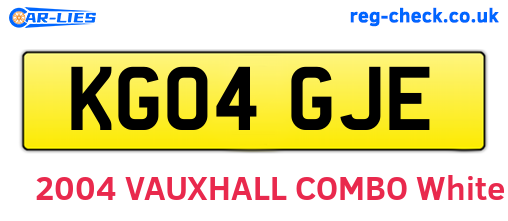 KG04GJE are the vehicle registration plates.