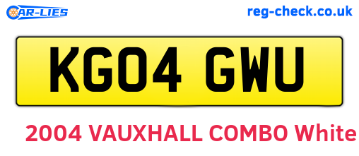 KG04GWU are the vehicle registration plates.