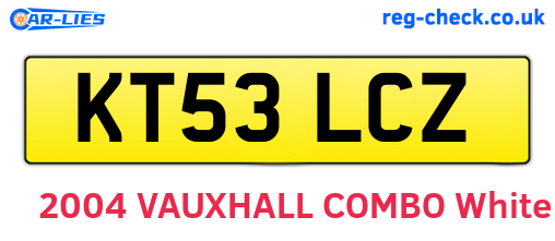 KT53LCZ are the vehicle registration plates.